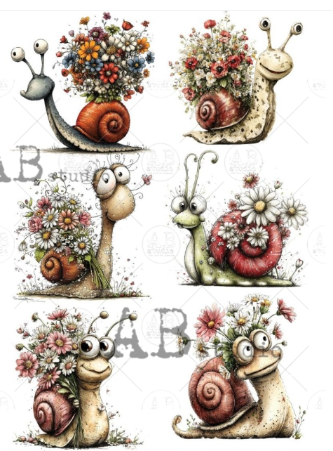 Papier de riz escargots rigolos 215