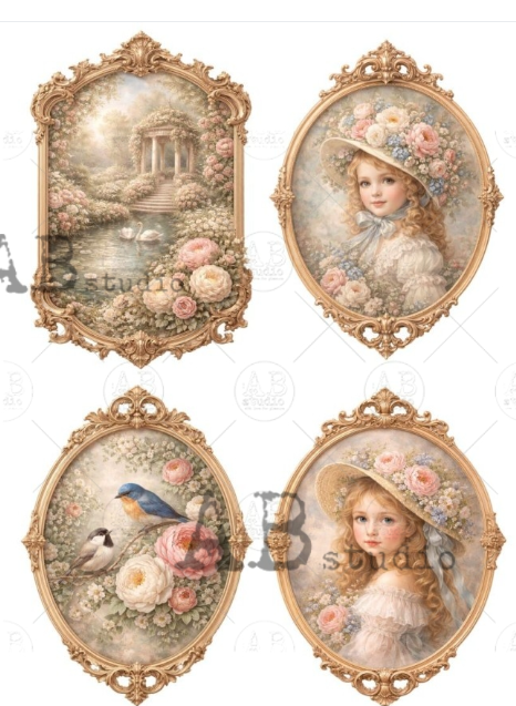 Papier de riz médaillon petite fille 237