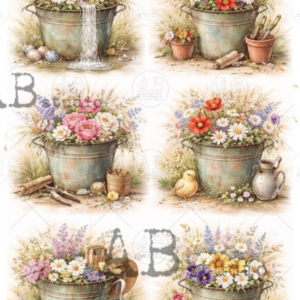 Papier de riz seaux en fleurs 217