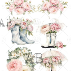 Papier de riz bottes parapluie 289