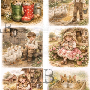 Papier de riz lapins et bottes