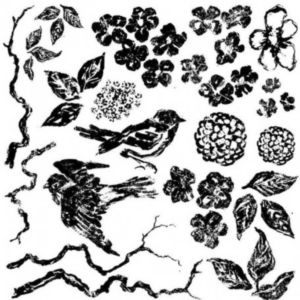 Tampon Birds branches et blossoms IOD