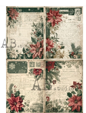 Papier de riz 4 cartes lettres 305