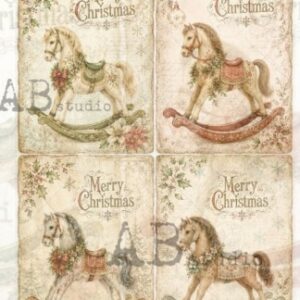 Papier de riz 4 cartes petit cheval 318