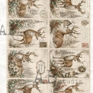 Papier de riz 8 cartes cerfs 320