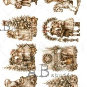 Papier de riz 8 personnages de Noel 311