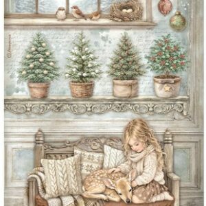 Papier de riz Petite fille white christmas 335