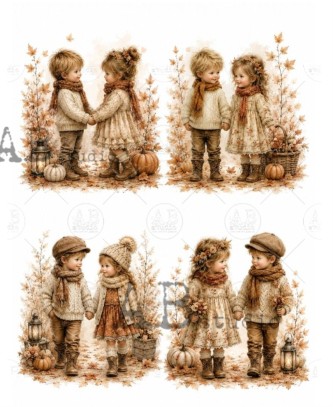 Papier de riz enfants d'automne 315