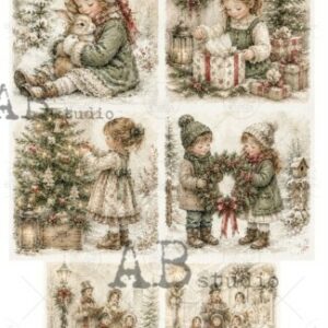 Papier de riz enfants famille de noel 316