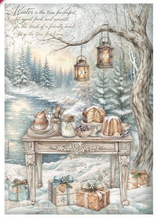 Papier de riz la table white christmas 332