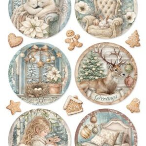 Papier de riz rond white christmas 331