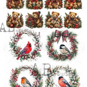 Papier de riz oursons oiseaux 308