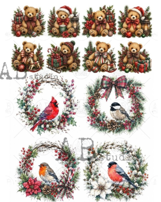 Papier de riz oursons oiseaux 308