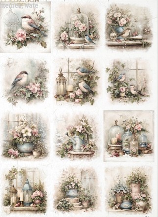 Papier de noel rose oiseaux 506
