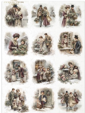 Papier de riz Noel personnages ancien ITD 501