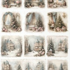 Papier de riz Noel rose extérieur 503