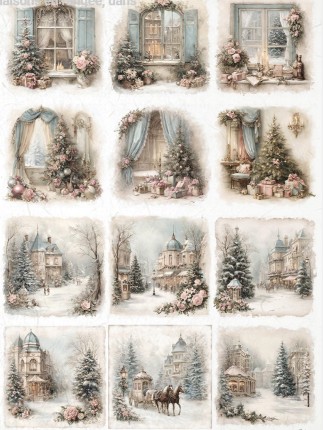 Papier de riz Noel rose extérieur 503