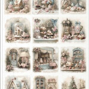 Papier de riz noel rose gateaux 507