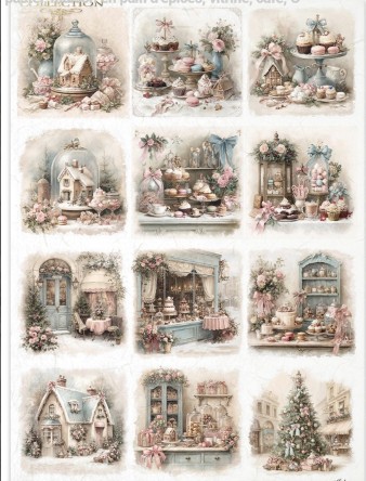 Papier de riz noel rose gateaux 507