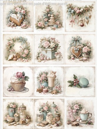 PApier de riz noel rose coeur 504 itd