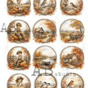 Papier de riz petite couronne automne 554