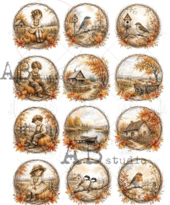 Papier de riz petite couronne automne 554