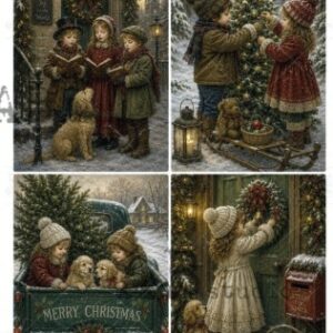 Papier de riz 4 cartes chants de noel 610