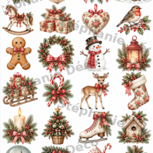 Papier de riz shabby rouge noel SD 561