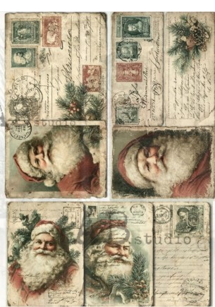 Papier de riz carte postal père noel 600