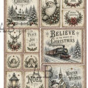 Papier de riz carte vichy de Noel 612