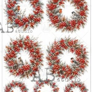 Papier de riz couronnes de Noel 604