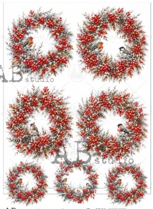 Papier de riz couronnes de Noel 604