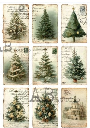Papier de riz différents sapins 611
