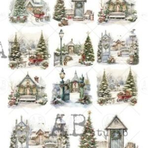 Papier de riz paysage hiver 625