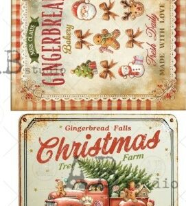 Papier de riz plaque ancienne Noel 614
