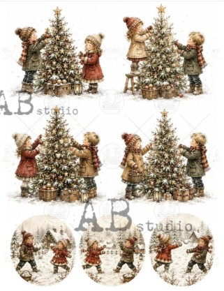 Papier de riz sapin enfants 602