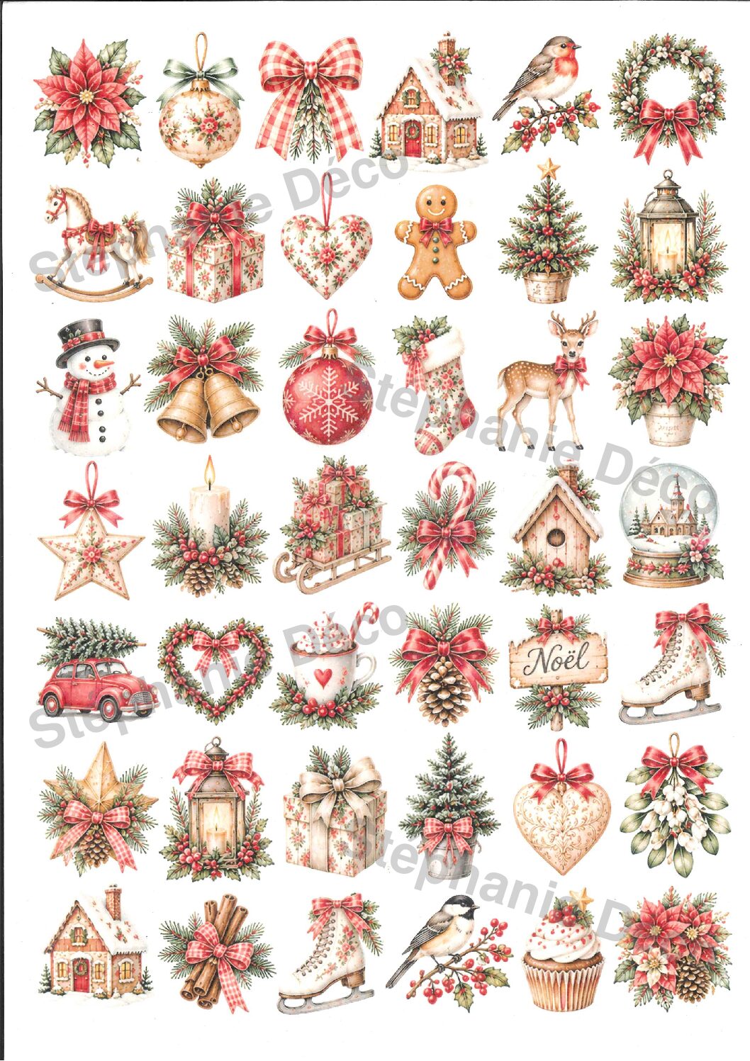 papier de riz Petits motifs rouge SD 563
